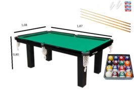 Mesa Sinuca com Acessórios Tecido Verde ou vinho Tampo MDF 1,86 x 1,08 Klopf