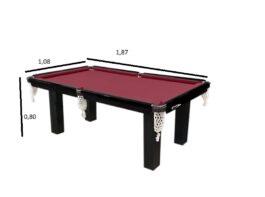 Mesa Sinuca com Acessórios Tecido Vinho Tampo MDF 1,86 x 1,08 Klopf