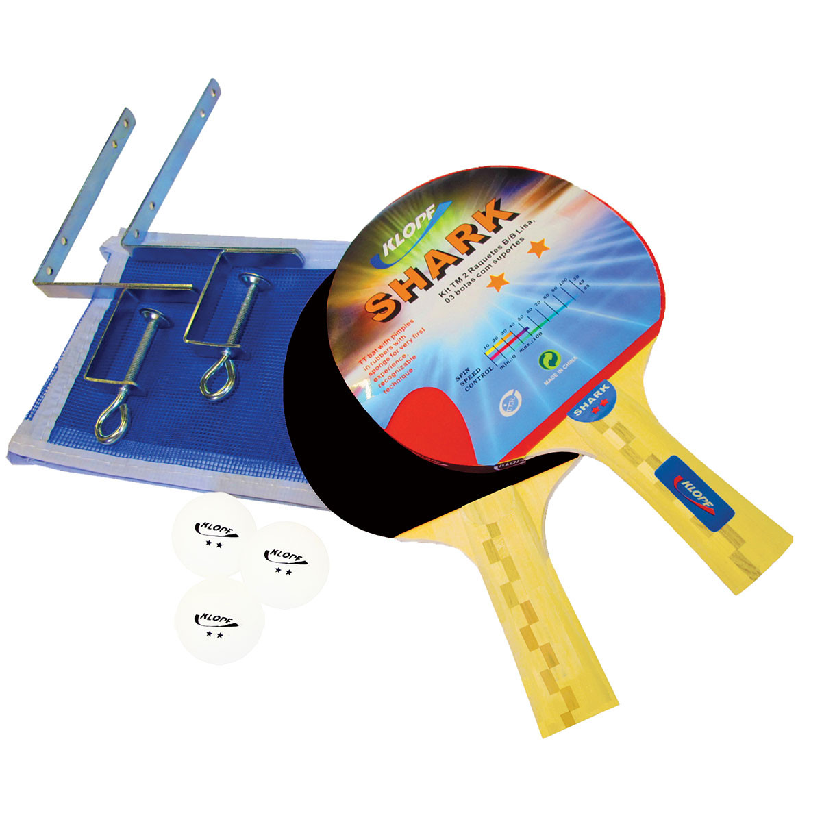 Kit Ping Pong/Tenis de Mesa Com 3 Bolas e 2 Raquetes - 1 Fit