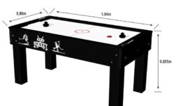 Mini mesa de aero hockey Preta com kit 2037 (1,64 x 0,86 x 0,825)